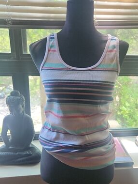 Striped Scoop Neck Tank Top in Pastel Multi